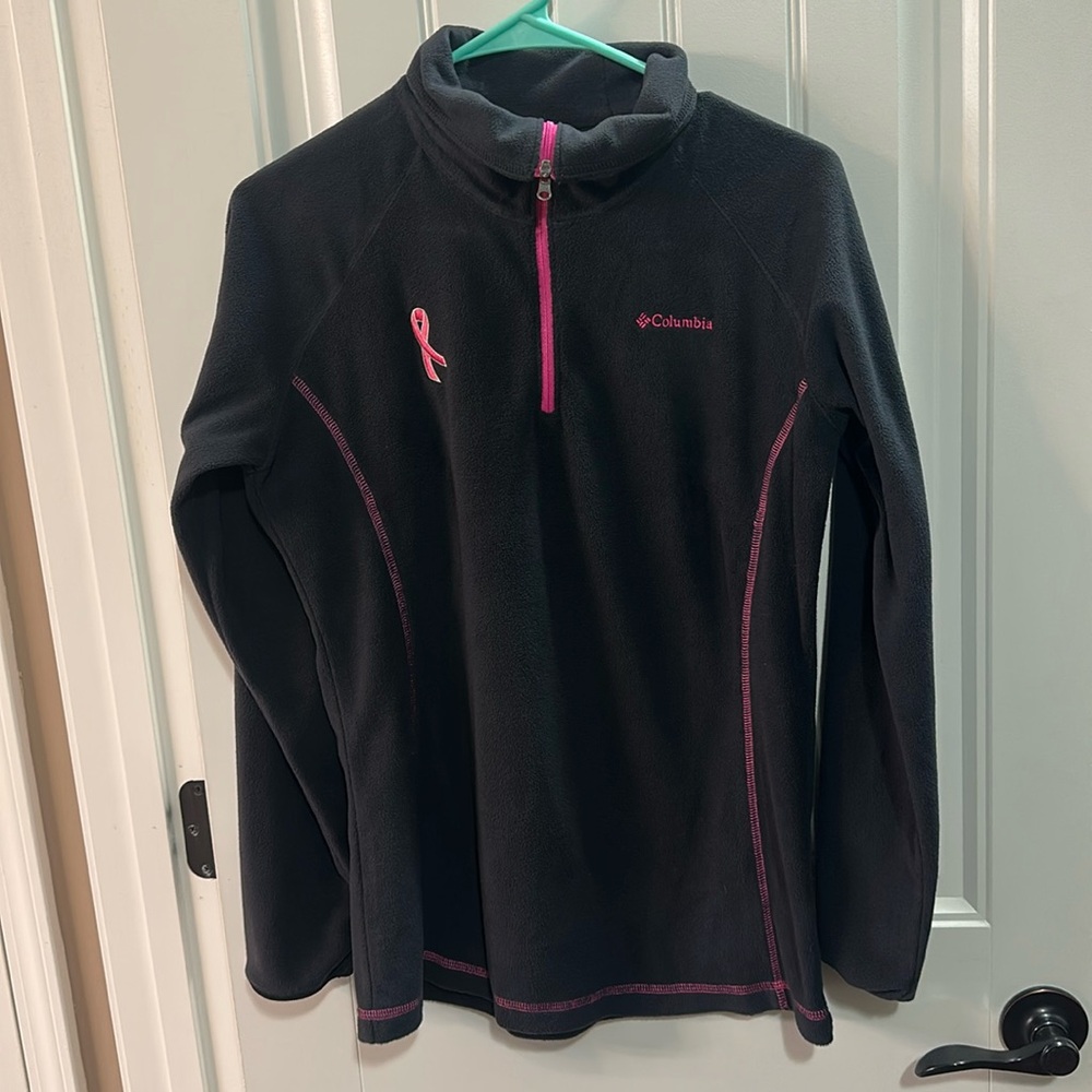 Women’s Columbia fleece pullover 1/4 zip. pink edition cancer awareness